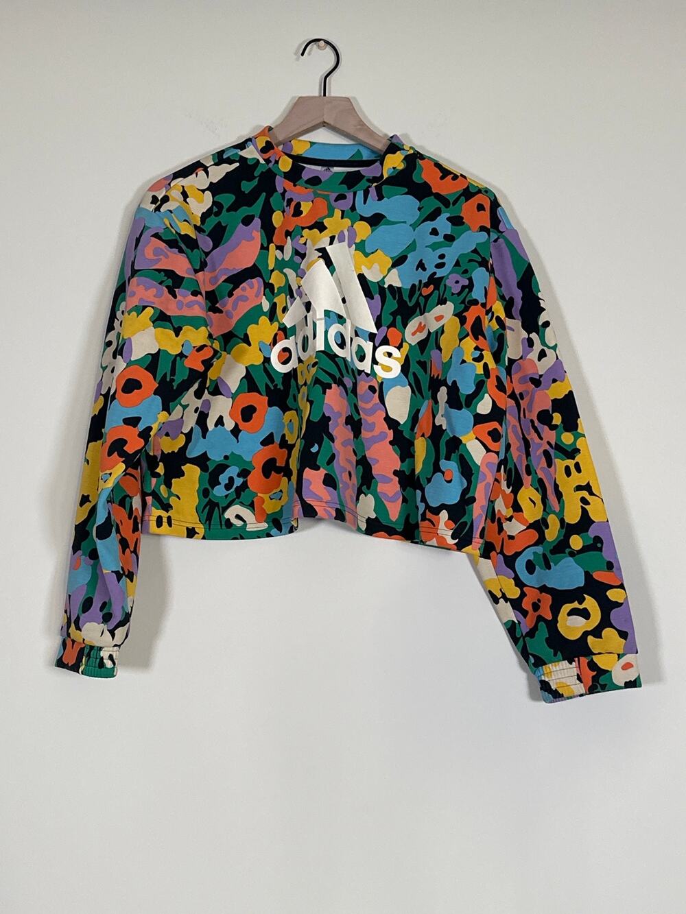 Adidas Floral Graphic Cropped Sweatshirt Multicolor Size XL